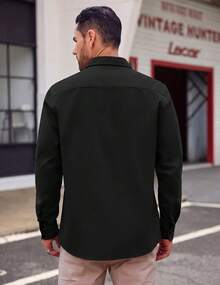 - Chaqueta ligera con botones para hombre, chaqueta casual de algodón - Beige - Ver 4