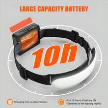 1件裝可充電LED頭燈，超亮防水泛光頭戴式手電筒，適用戶外釣魚、露營、維修工作 - 頭燈 - 查看 5