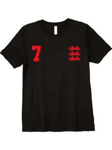 Camiseta de algodón estilo Y2K de 1966 England Seven Lions, con hombros caídos y tela suave para los desplazamientos diarios en el campus. - Negro - Ver 1