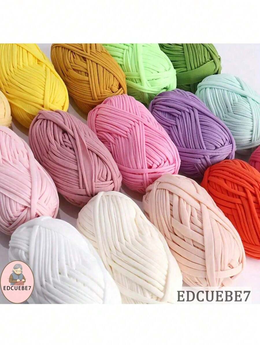 EDCUEBE7 1/3 条布条,100/300 克优质涤纶 T 恤面料,用于钩编和针织纱,大捆布条,方便钩编、编织袋、地毯、枕头、玩偶、钩编项目(随机包装) - 彩色 - 查看 1