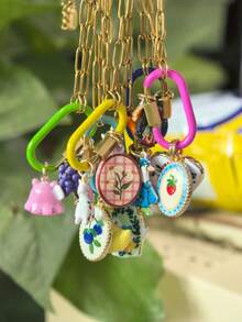 1pc DIY Colorful Summer Oil Drop Cute Animal & Plant Pendant Necklace, Fashion Pastoral Style, Dopamine Style Fashion Necklace, Stainless Steel Vacuum Plated 18k Gold, Displaying Women's Fashion Charm Item, Pendant For Jewelry Making, High-End Jewelry, Stainless Steel Accessory - Multicolor - View 5