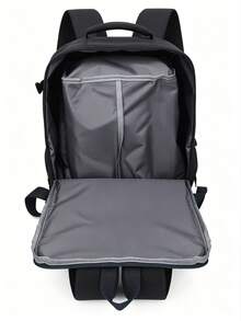 Women's Colorblock Nylon Multi-Pocket Casual Backpack, Suitable For School, Travel, Work (Back To School Backpack) - Black - View 4