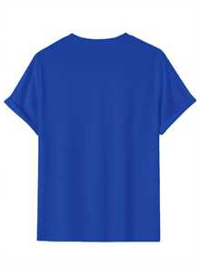 Men's Short-Sleeved T-Shirt With Round Neck And Letter Print Design, Summer Fashion. - 寶藍色 - 查看 3
