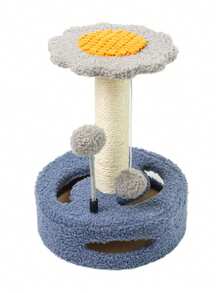 Small Flower-Shaped Cat Tree, Scratch-Resistant Sisal Posts, Hollow Base With Cat Teaser Ball, Viewing Platform Included, Multiple Colors Available, Integrated Play And Scratching Design With Space-Saving Footprint. - Multicolor - View 9