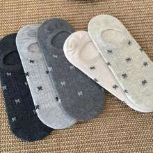 5 Pasang Kaos Kaki Wanita Model INS dengan Pita, Tipis, Anti Selip, Tidak Mudah Lepas, Berongga, Bernapas, Potongan Pendek, Model Perahu - kaus kaki perahu motif dasi kupu-kupu - View 4