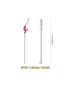 1/2/5/12PCS Romantic Pink Flamingo Glass Straw For Milk Tea, Juice And Smoothies. Perfect Decorative Accessory For Birthdays, Wedding Ceremonies And All Holiday Gift Selections. - View 8