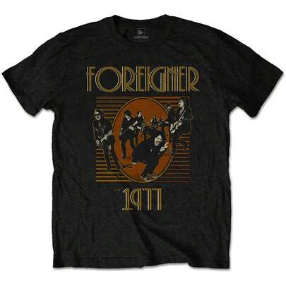 Men'S Foreigner Est 1977 Slim Fit T Shirt Large Black