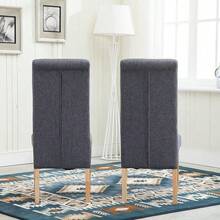 Mcc Direct Set Of 2 Linen Fabric Dining Chairs Roll Top Scroll High Back For Home & Commercial Restaurants - Brown - View 5