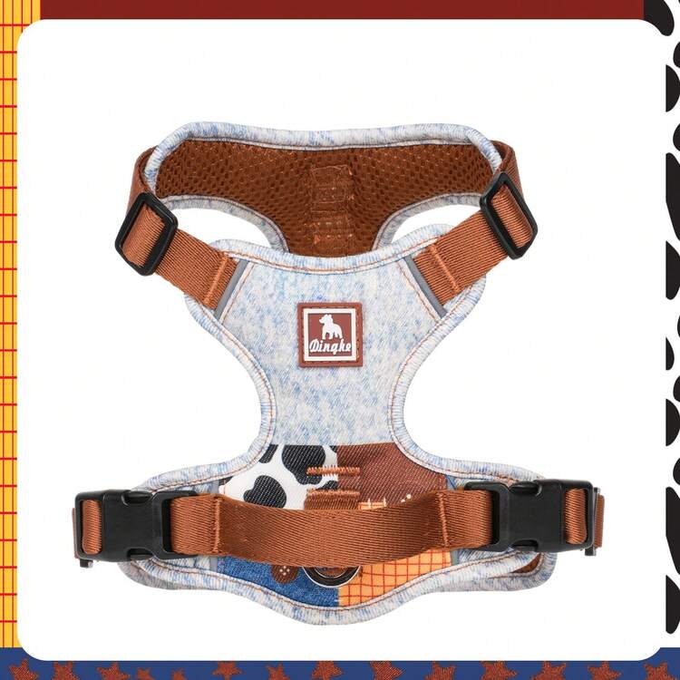 Denim Style Pet Harness, Anti-Pull Anti-Escape Reflective Dog Harness, Comfortable Breathable Mesh Lining, Close-Range Anti-Pull Auxiliary Handle, 4-Point Adjustable For Custom Fit, Suitable For Small And Medium Dogs. Leash With Wide Handle To Disperse Pulling Force And Prevent Hand Strain. - Baby Blue - View 16