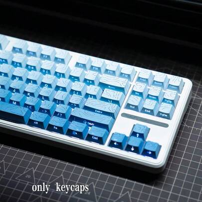 132 Teclas de Contorno Azul Degradado, Material PBT, Altura Cherry, Compatible con Teclados Mecánicos de 61/64/68/75/84/87/98/104/108 Teclas, Compatible con Interruptores Cherry/Gateron MX, Alta Calidad, Resistente al Desgaste, No se Desvanece, No es Aceitoso, Adecuado para Regalos y Uso Personal, Teclas Intercambiables en Caliente, Teclas Personalizadas Altamente Atractivas, DIY de Teclado, Teclas Personalizadas, Combinación de Escritorio, Teclas Personalizadas, Juego de Teclas, Teclas de Juego, Accesorios de Teclado