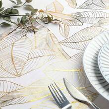 1pc 28*275/500cm 11.02*108.27/196.85inch Gold Leaf Transparent Table Runner - Luxurious Gold Leaf Pattern, Elegant Wedding And Dining Table Decor, Suitable For Parties, Events And Home Decoration. - View 5