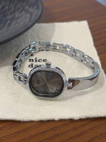 1pc Square Bamboo Knot Quartz Watch, Gold/Silver Color, Suitable For Daily Wear And Perfect Gift For Birthday, Christmas - Gold - View 4