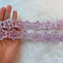 1碼紫色透明網紗蕾絲飾邊，適用於婚紗服飾、髮飾與手工藝品 - 多色 - 查看 1