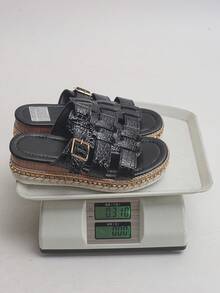 Women's Summer New Wedge Heel Thick Sole Open Toe Beach Sandals Black Crocodile Pattern Roman Style Hollow Wide Strap Metal Buckle Slip-On Slouchy Shoes European American Vintage Bohemian Vacation Style Comfortable Non-Tiring Soft Sole Shock-Absorbing Plus Size Casual Versatile Lightweight Stable Non-Slip Wear-Resistant Skin-Flattering Platform Shoes Wood Grain Heel Woven Edge Fashion Street Personality Slip-On - Black Crocodile Pattern - View 9