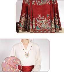 Traje de baile de Hanfu Tang Ming para mujer, diseño de patrón dorado, bordado de Hanfu - Falda azul marino - Ver 9