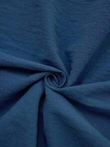 yonghongmaoyi1  Vestido casual de mujer de longitud media con cuello en V y parches de encaje, vestidos de verano para mujer, último estilo d - Azul marino - Ver 9