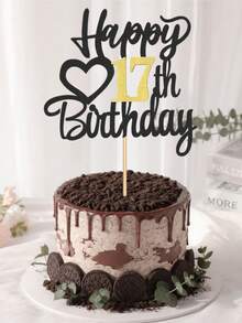 1pc Numeric & English Happy Birthday Cake Topper, Suitable For 18th, 15th, 20th, 21st, 25th, 30th, 50th, 60th, 70th Birthday Party, Wedding, Anniversary Celebration - Multicolor - View 8