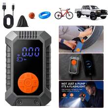Portable Air Pump Mini Bicycle Pump With Built-In LED Light Suitable For Car/Motorcycle/Bicycle Tire Inflation Car Accessories/Car Essentials/Gift 7.4V 2000mAh - Multicolor - View 3