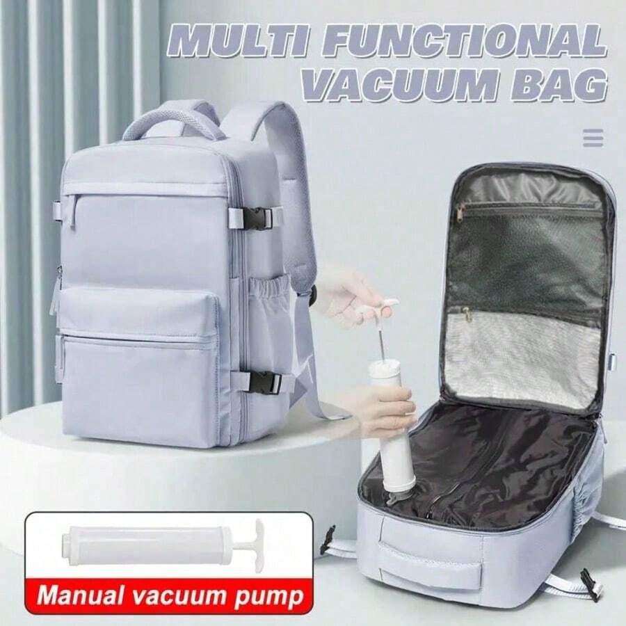 Mochila de Compresión al Vacío - Nailon Duradero, Mochila de Viaje, Bolsas al Vacío para Viajes, Portátil, Ligera, Elegante, Para el Hogar, Para Exteriores, Uso Diario - Beis - Ver 1