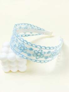 1pc Light Blue Lace Trim Headband, Fresh Pastoral Style Hair Accessory, Versatile For Daily Wear And Photos Hairband - Baby Blue - View 5