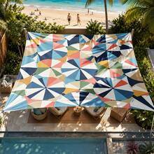1pc Beach Umbrella Pattern Sunshade Canopy, Modern Style, Colorful, Large Size, UV Protection, Sturdy And Durable, Easy To Install, Suitable For Beach, Garden, Patio, Includes Rope - Multicolor - View 7