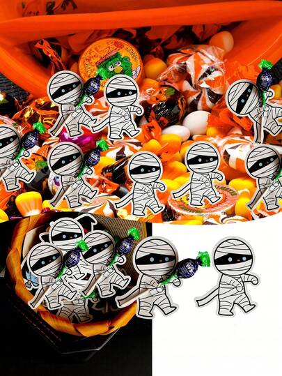 50 cái/1 cái giá đỡ kẹo mút Halloween, thẻ giấy kẹo mút hình xác ướp, nhãn giấy kẹo mút hình xác ướp, giá đỡ kẹo sô-cô-la, phù hợp trang trí túi kẹo tiệc Halloween, phụ kiện DIY, quà tặng trang trí nhà cửa, quà tặng tiệc