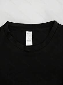 Camiseta de manga corta para hombre, con cuello redondo, estampado, versátil y novedosa, para la moda de verano. - Negro - Ver 8