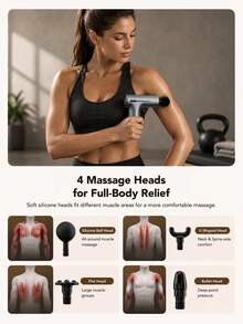SKG F1 Pro Mini Portable Massage Gun Deep Tissue Percussion Massager, 6 Speeds 4 Heads 3200 RPM, Cordless Rechargeable Muscle Recovery For Neck Back Shoulder Legs, Home Gym Travel Gifts For Mom Dad - View 5