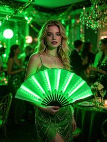 Abanico de mano plegable con luz LED multicolor, abanico brillante que cambia de color, accesorio de estilo hada dulce y punk callejero, adecuado para carnaval, cosplay, Halloween, festival de música, fiesta de boda, fotografía de escenario y danza tradicional - ventilador de luz LED - Ver 15
