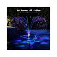 Solar Fountain Pump,8 LED Light Solar Fountain Light 3W 8 Nozzle Water Pump Outdoor Bird Bath Garden - Colorful - View 5