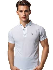 POLO MODE & GENS Playera Polo Hombre Lisa de Algodón Peinado |   Custom Fit con Logo Bordado |   Casual, Atemporal y Versátil |   Variedad de Colores - Negro - Ver 11