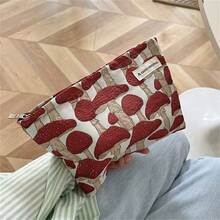 MEYOU FAIRY AGG 極簡藝術風蘑菇紅大號女用化妝包，內包，便攜旅行洗漱包，手提包，多功能護膚收納袋，女性衛生棉收納袋，送給媽媽或女友的禮物，學生筆袋 - 彩色 - 查看 3