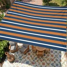 1pc Blue & Orange Striped Nautical Style Large Sun Shade Canopy, UV Protection, Sturdy & Durable, Easy Installation, Suitable For Beach, Garden, Patio, Includes Rope - Multicolor - View 10