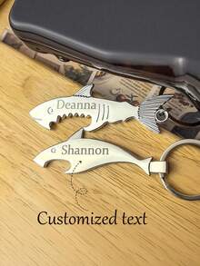 Customized Personalized Stainless Steel Shark Keychain Bottle Opener - Custom Laser Engraved Wedding And Party Gift, Ideal Groomsman Gift For Wedding Events, Unique Party Favor And Bar Accessory, Perfect Wedding Guest Souvenir And Beer Lover Gift, Suitable For Men And Beer Enthusiasts, Laser Engraved Wedding Keepsake And Party Decor Accessory - Multicolor - View 1