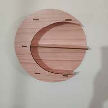 Estante de almacenamiento de doble capa con forma de luna, decoración de sala de estar, estantería de madera - Albaricoque - Ver 6