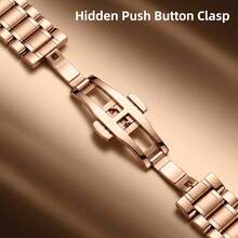 CTPOR 1pc Men's Rose Gold Stainless Steel Band Fashion Waterproof Calendar Luminous Hour & Minute Hands Square Quartz Watch, Birthday Or Holiday Gift - Multicolor - View 6