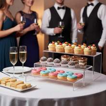 3/6pcs Clear Plastic Display Risers, Cupcakes Sweet Display Holder Stand, Elegant Dessert Riser Display Stands For Party, Afternoon Tea Snack Serving Trays. Table Decoration For Holiday, Wedding, Birthday, Party And Events - Clear - View 10