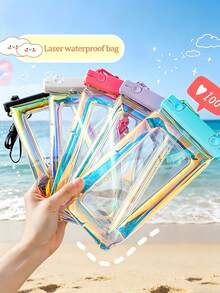 Universal Waterproof Phone Pouch Touchscreen Laser Waterproof Bag Waterproof Phone Case Travel Vacation Camping Essential Beach Necessity Vacation Accessory Summer Back To School Supplies Back To School Dry Wet Separation Bag Lanyard - Multicolor - View 11