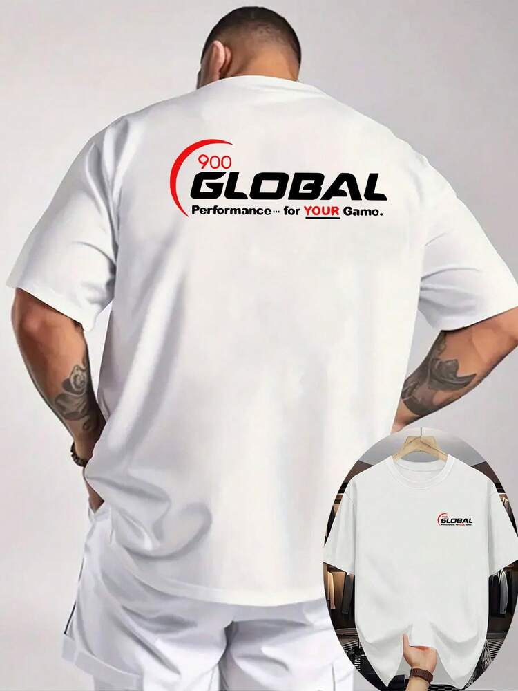 New Men's Summer Casual T-Shirt With Ribbed Crew Neck And Short Sleeves, Made Of Knit Fabric For A Cool And Comfortable Feel. Features A Double-Sided Print And - 黑色 - 查看 9