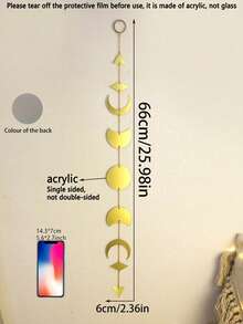1pc Acrylic Starry Sky Wall Decor, Gold Moon Phase Hanging Ornament, Modern Astrology Home Art, Boho Style Living Room/Bedroom Wall Decoration - Gold - View 12
