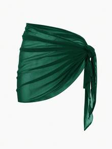 Solid Color Mesh Swim Basics Skirt For Beach And Resort, Ideal For Summer Beach Vacations. XUQA - Dark Green - View 1