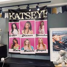 This Retro-Style Girl Group Photo Collage Tapestry Features A Pink And Black Color Scheme And Displays The Members' Portraits And Names; Suitable For Wall Decor In Living Rooms, Bedrooms, Or Offices. - Multicolor - View 2