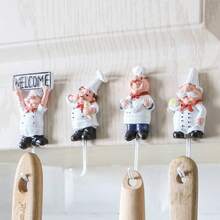 Cartoon 3D Chef Adhesive Hook, No-Drill Strong Wall Mount Hook, Creative Retro Resin Decorative Hook, Universal For Kitchen, Bathroom, Door, Wall, Storage For Cookware, Towels, Keys, Western Restaurant Home Fun Wall Organizer Small Hook - Multicolor - View 2