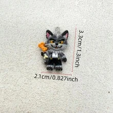 6件樹脂萬聖節狼人吊墜，適合DIY珠寶製作，完美適合作為派對配件、耳環、項鍊、包包吊飾 - 拿骨頭狼巫師吊墜 - 查看 3