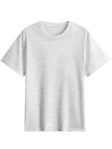 Domestic Shipping 200g Pure Cotton T-Shirt 2026 Summer New Collection Print Pattern Women's Round Neck Half Sleeve Casual Style Couple Wear - Light Grey - View 4