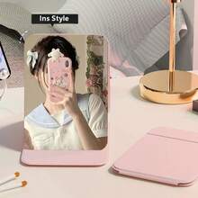 VINCAN Foldable Portable Makeup Mirror, Space-Saving Easy Storage Desktop Vanity Mirror, Suitable For Dressing Table, Bathroom And Student Dorm, Decorative Room Ornament, Perfect Gift For Birthday, Wedding And Valentine's Day - Black - View 4