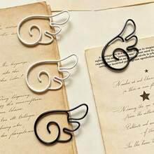 20/50/100pcs Angel Wing Shaped Cute Metal Decorative Bookmark Clips, Black & White Creative Paper Clips, Suitable For Planner, Notebook, Card Packaging, Office & School Stationery Gift - Angel Wings Paperclip - View 9