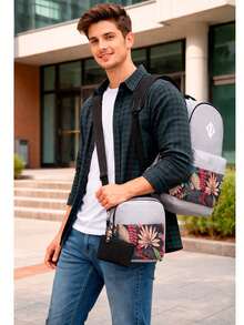 Shendy Vendy Backpack With Large Capacity, 5-Piece Set Fashionable Cool Youth Backpack Pencil Case Laptop School Student - MOD220 灰色2 - 查看 1