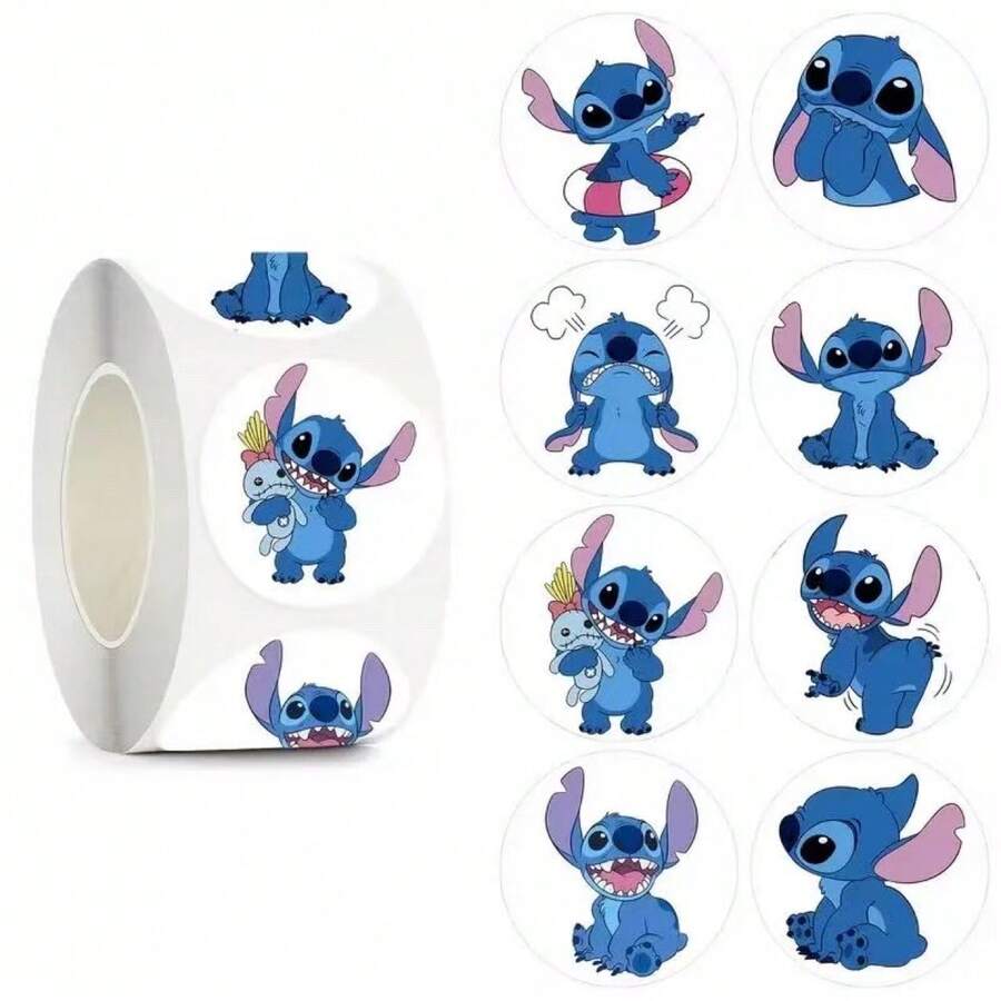 500pcs Stitch Roll Stickers, Cartoon Doodle Anime Stickers, Planner Decoration DIY - Multicolor - View 1