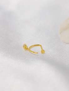 1pc Nose Ring Fashion D-Shape Punk Non Piercing Nose Clip 925 Sterling Silver Cubic Zirconia Dangling Jewelry - Gold - View 6